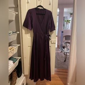 NWT purple satin wrap dress